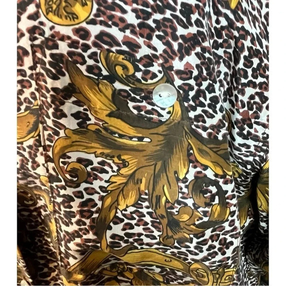Cote de France Vintage Silk Blouse Animal Print Baroque‎ Top Women Size Large - Picture 5 of 9